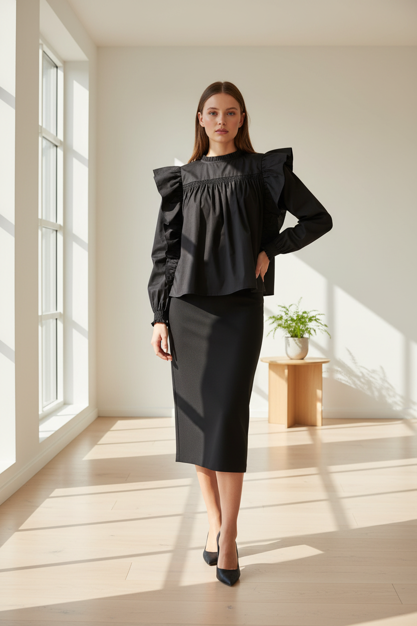 Bawełniana bluzka Cotton Crisp z falbanką