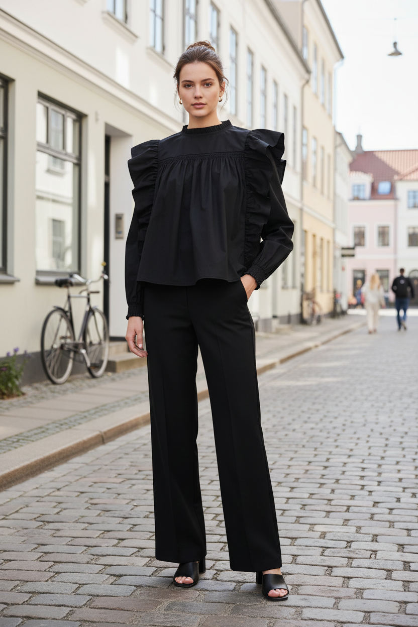 Bawełniana bluzka Cotton Crisp z falbanką