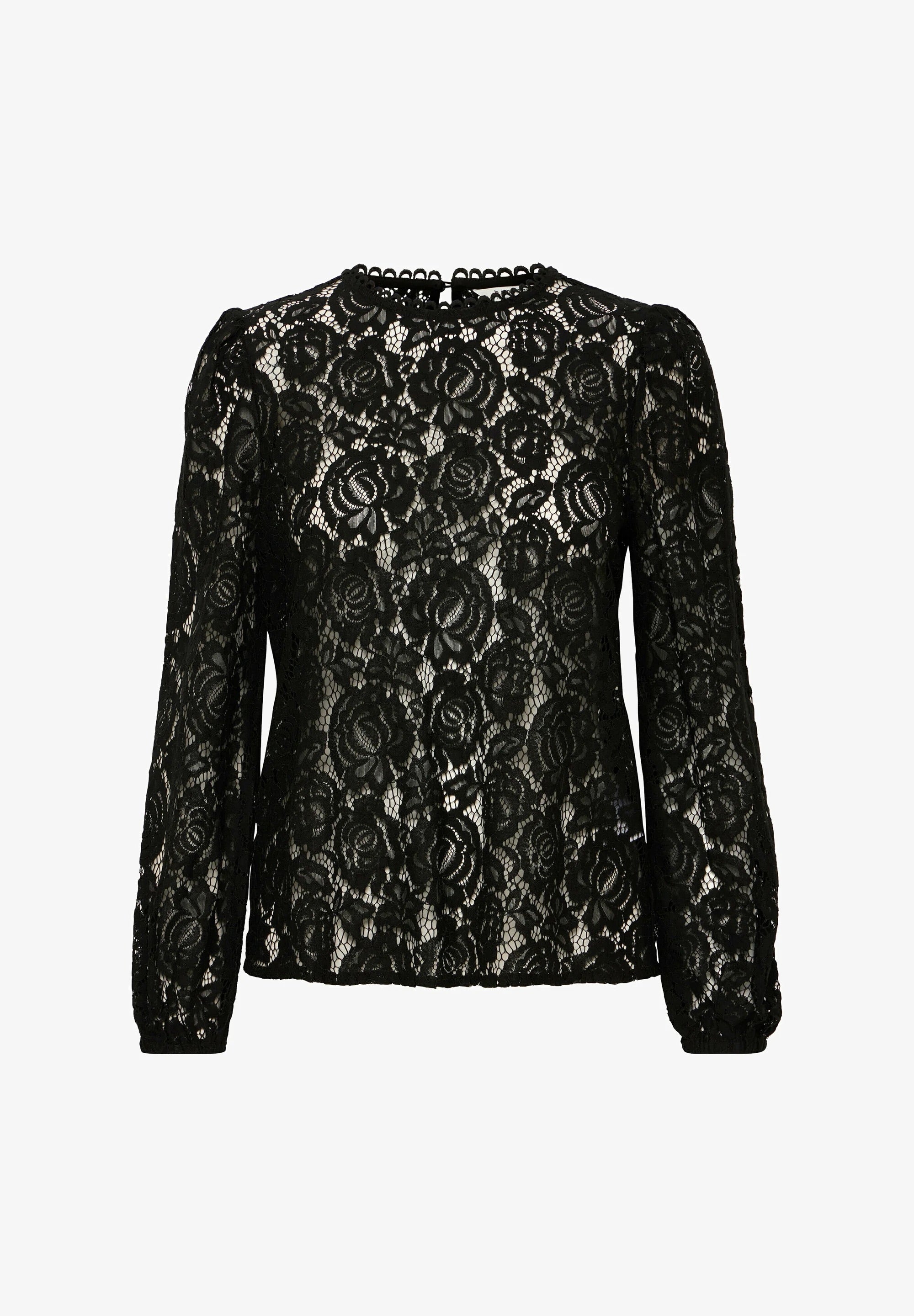 b.young BXGilace Floral Lace Blouse - Black