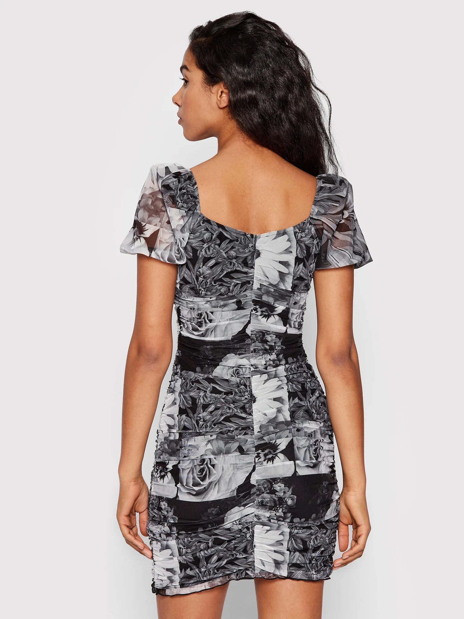 Desigual Marsella Ruched Mesh Mini Dress – Grey