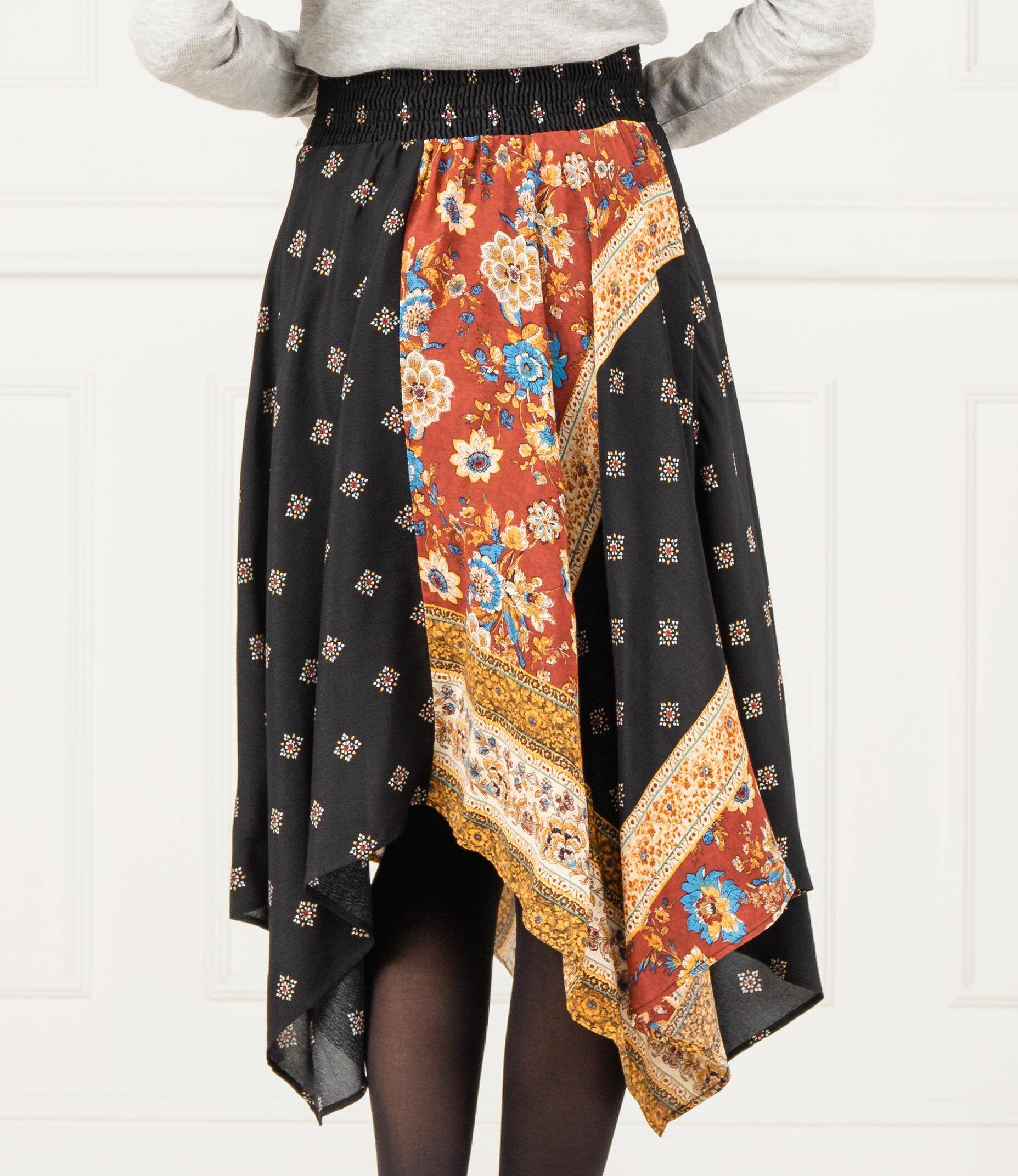 Desigual Blunt Floral Asymmetric Skirt