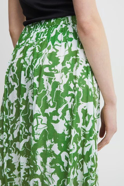 ICHI YOURGINE Skirt - Green Abstract Print
