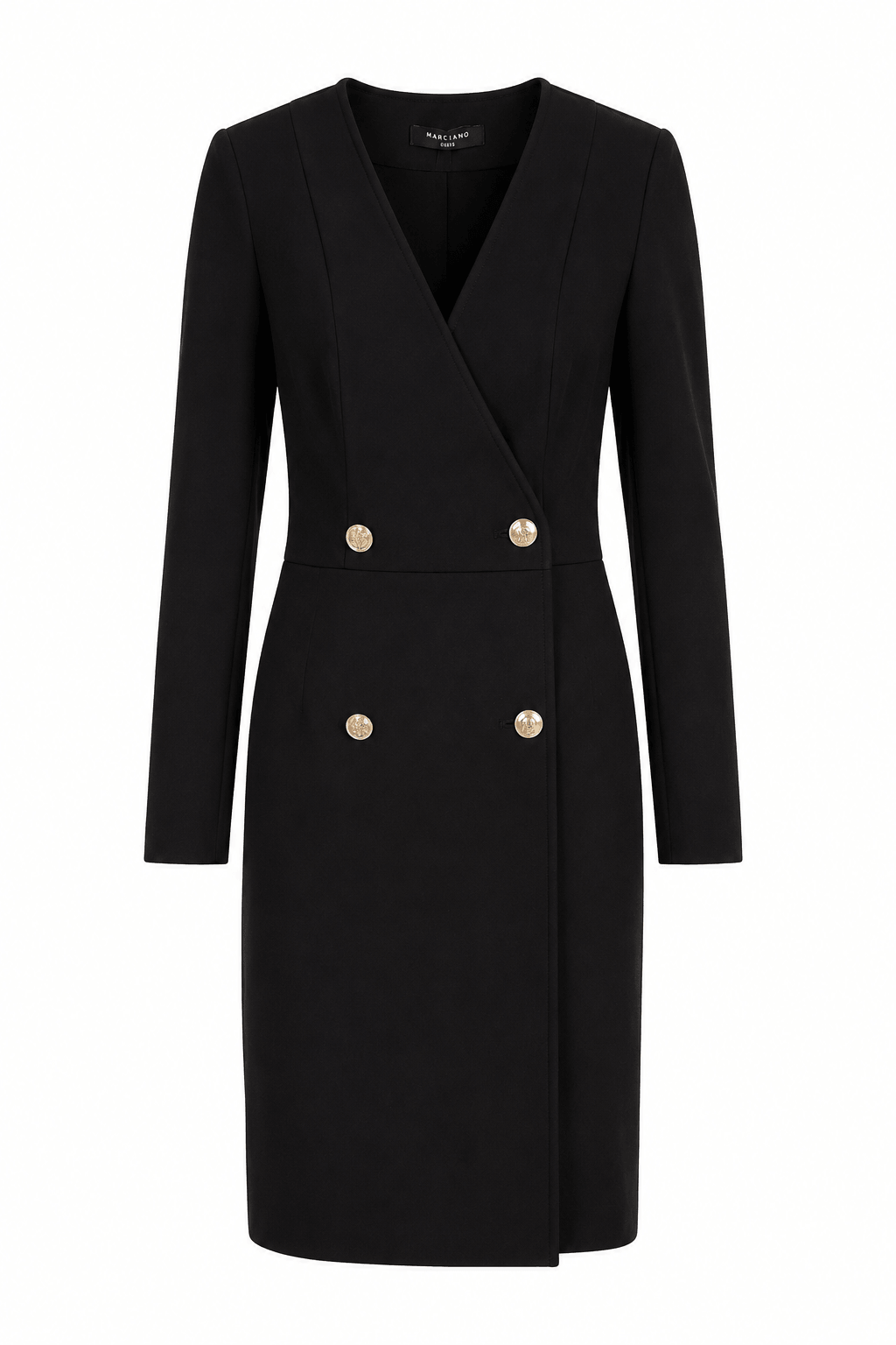 Marciano by Guess – czarna dwurzędowa sukienka marynarkowa