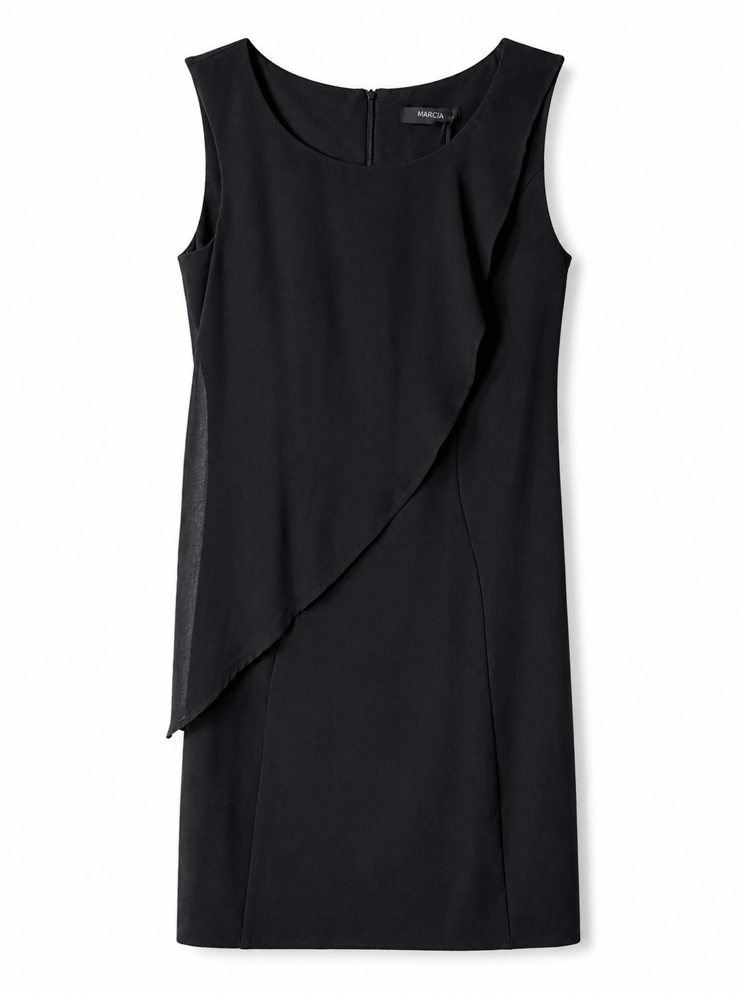 Marciano by Guess – czarna asymetryczna sukienka z falbaną