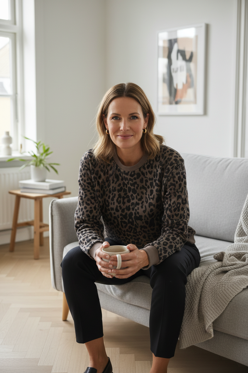 Saint Tropez ZHERRY Sweatshirt Chocolate Brown Leopard - lifestyle shot 2