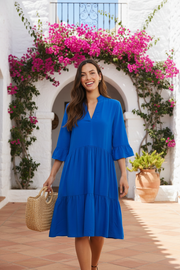 Saint Tropez Tiered Day Dress lifestyle - Mediterranean courtyard