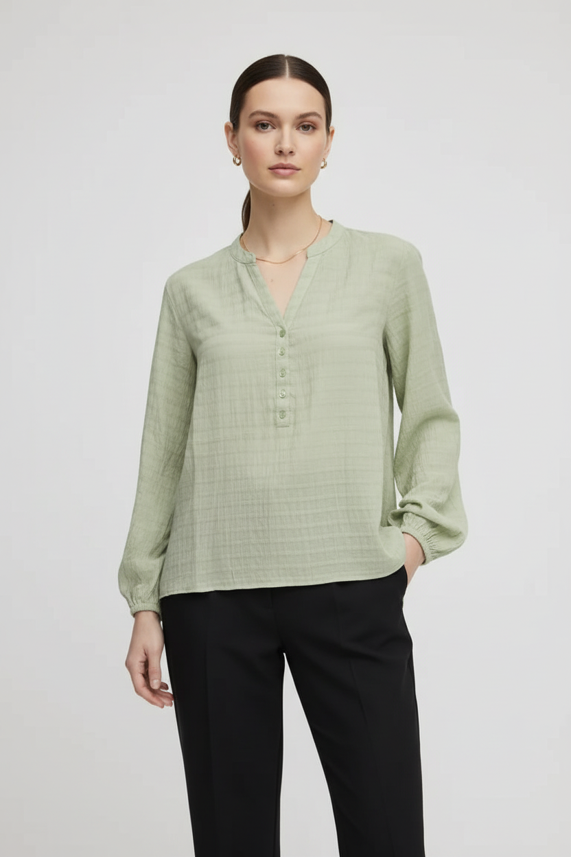 b.young BYIloni Textured Jacquard Blouse - Smoke Green