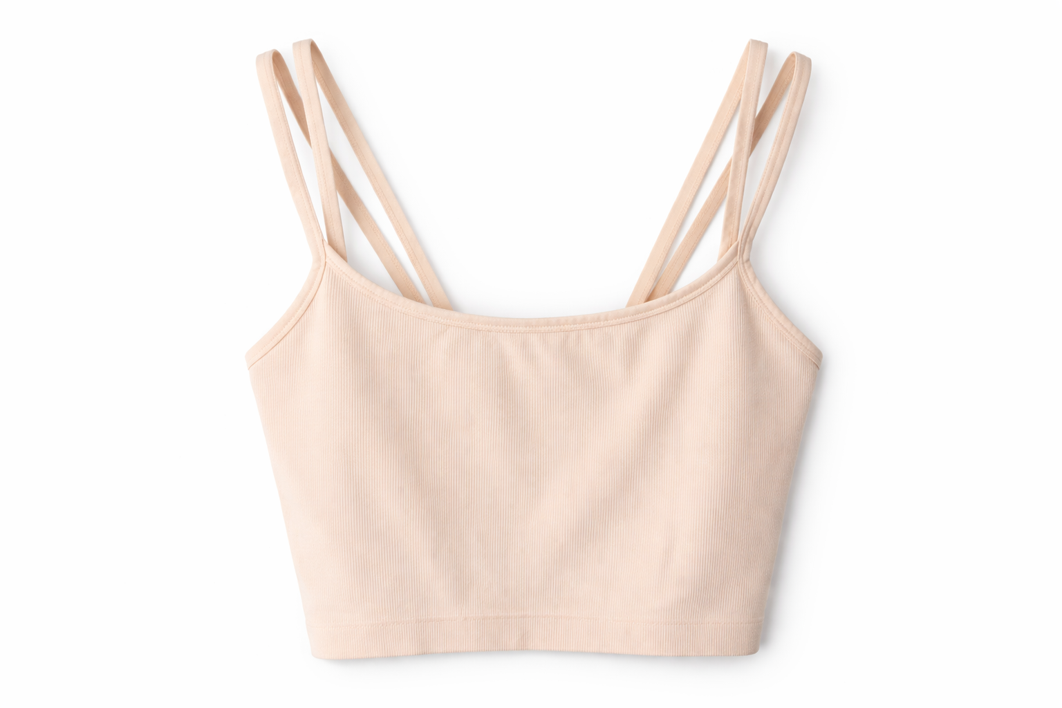 Hoxton Haus Ribbed Strappy Crop Top - Nude