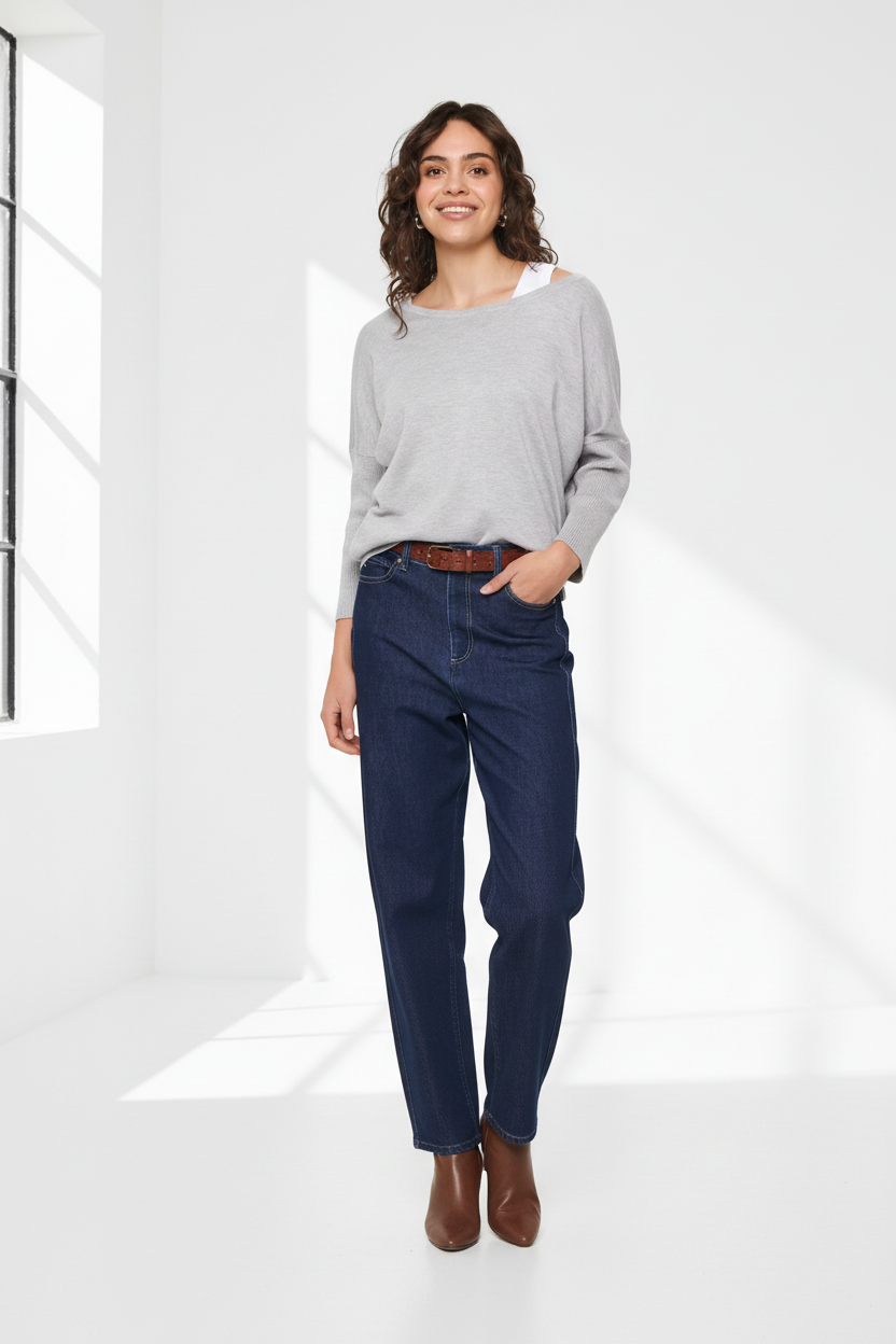 MilaSZ R-Neck Pullover Pearl Grey - Lifestyle Full Body