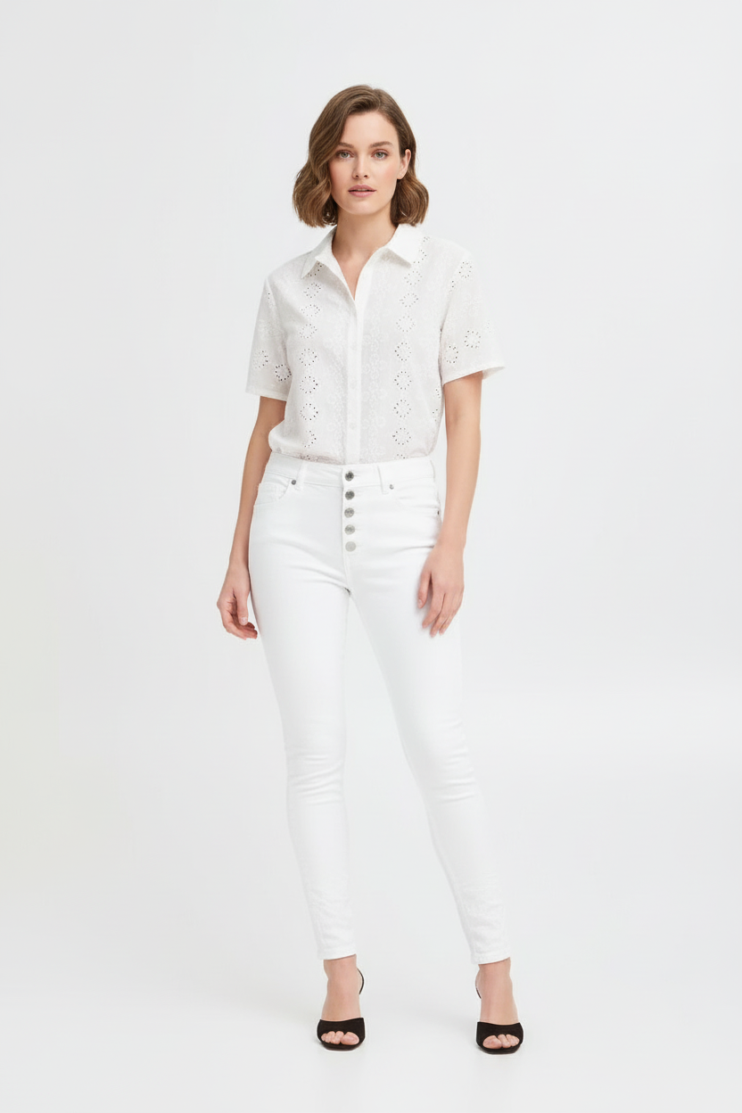 b.young Kaily High-Waisted Skinny Jeans - White
