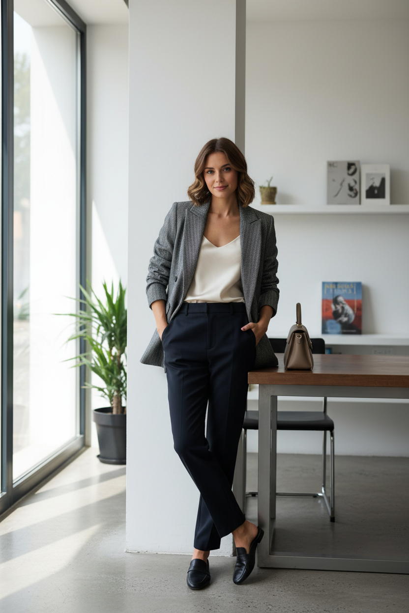 Lifestyle shot of Rinascimento gray dress in modern interior