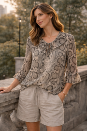 Sorbet SBELAH Snake Print Blouse - Beige
