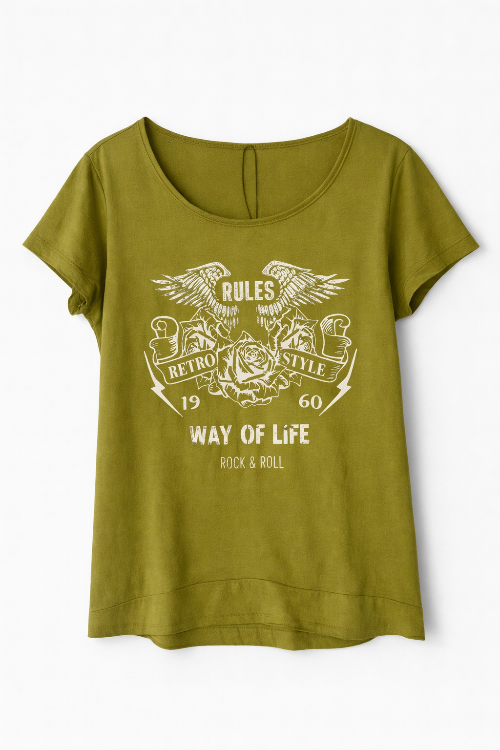 Sorbet SBRIMINI Retro Graphic Tee - Olive Green