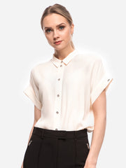 Calvin Klein Women's Short Sleeve Button-Up Blouse