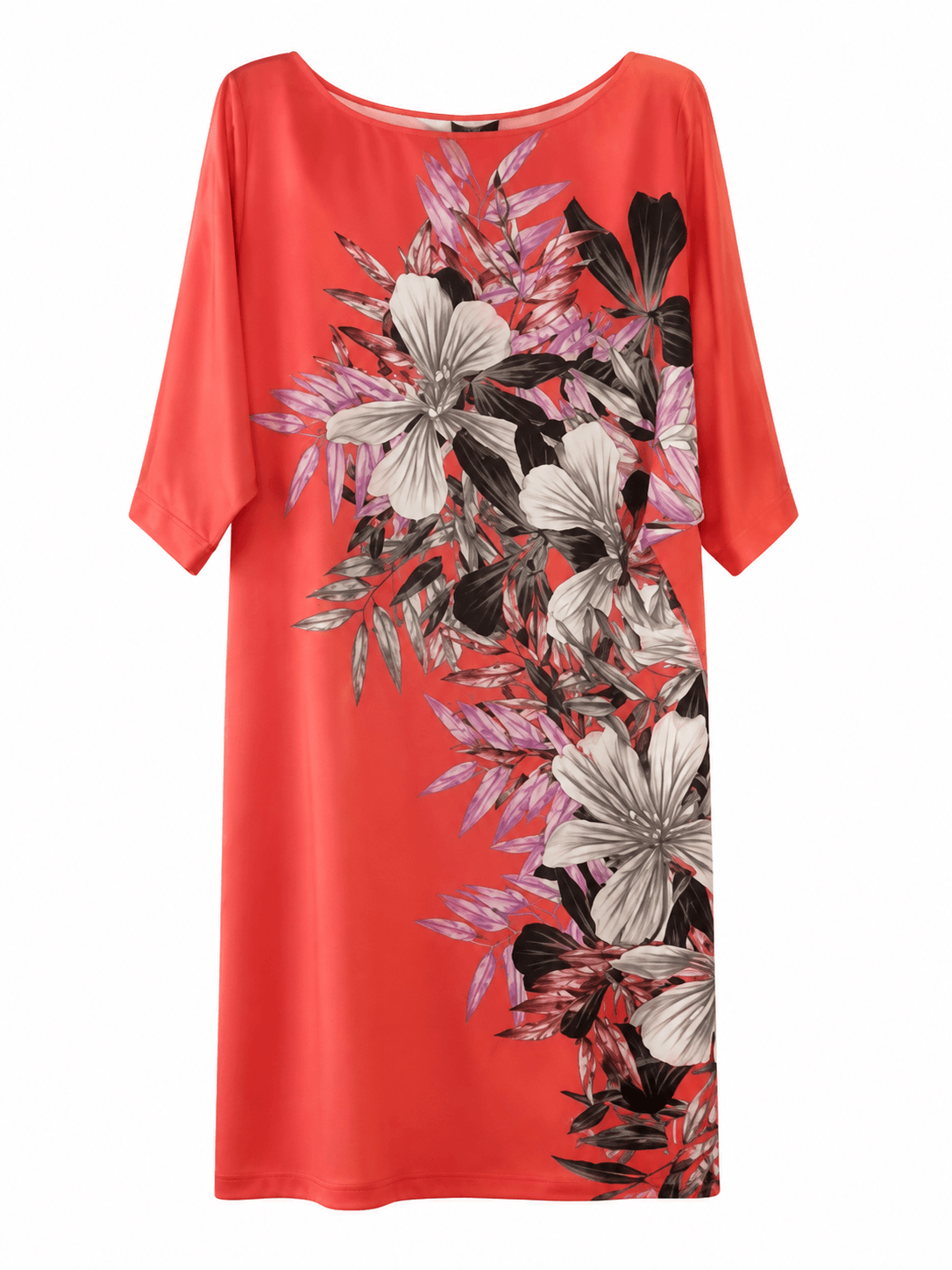 Marciano by Guess – koralowa prosta sukienka w kwiaty