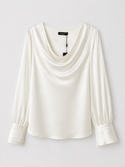 Marciano by Guess – kremowa satynowa bluzka z dekoltem wodą