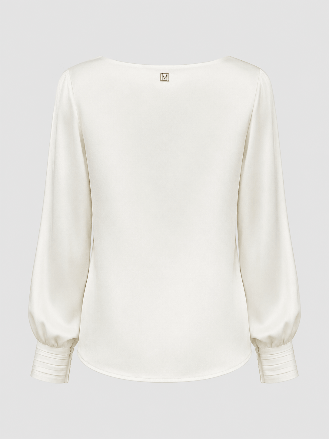 Marciano by Guess – kremowa satynowa bluzka z dekoltem wodą – widok z tyłu