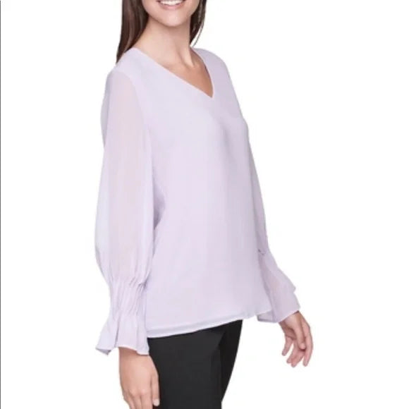 Calvin Klein Light Purple V-Neck Blouse