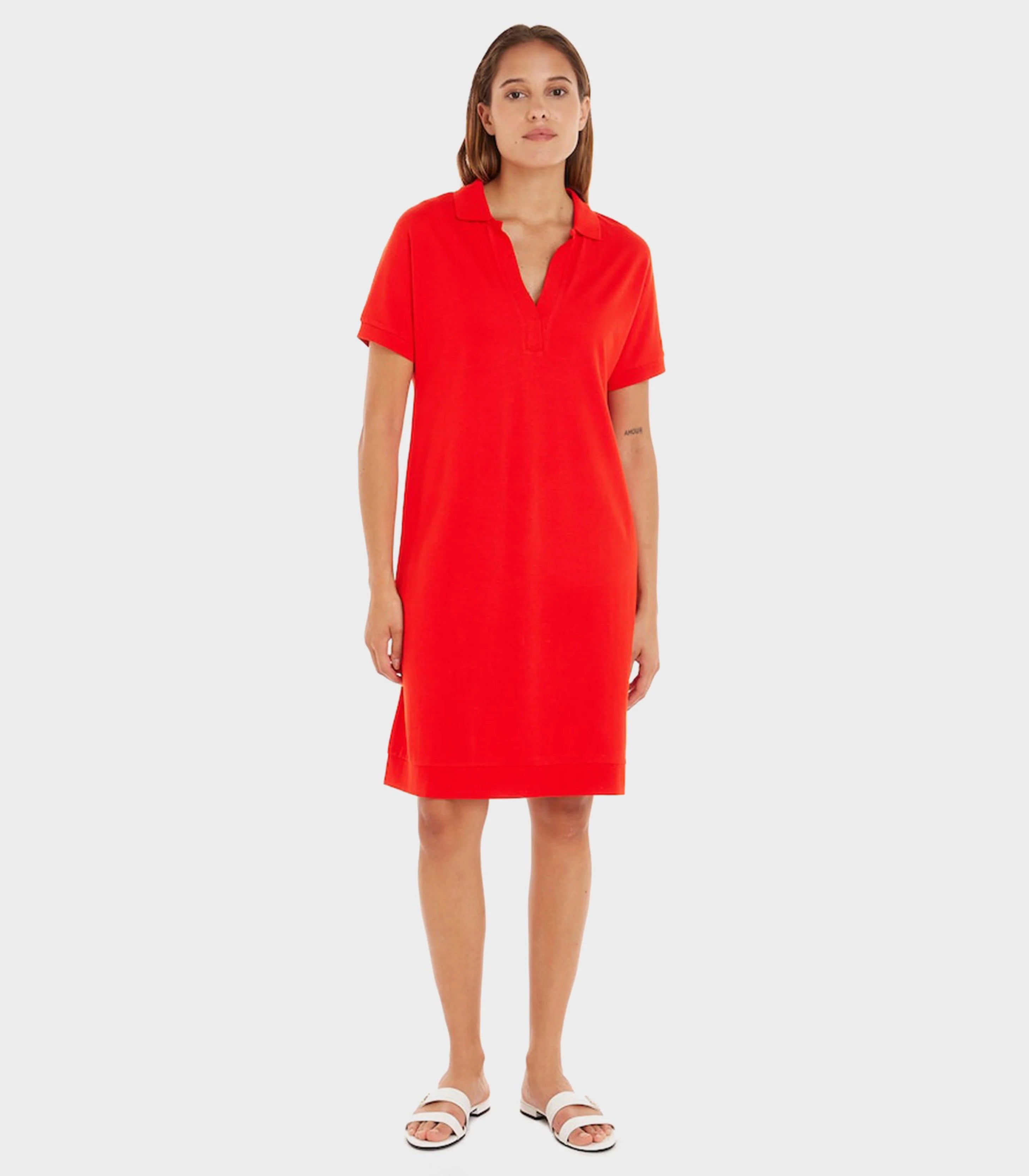 Tommy Hilfiger Relaxed Lyocell Polo Dress – Red