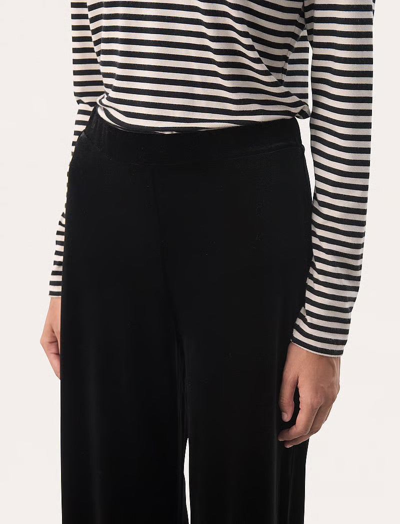 Part Two DorellasPW Trousers - Black Velvet Straight Leg Pants