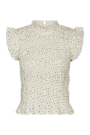 Neo Noir Tarsi Dot – kremowy marszczony top