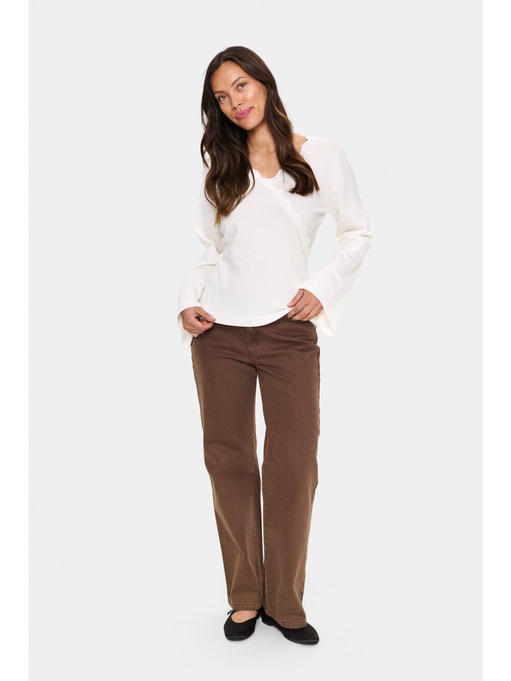 Saint Tropez MADLENASZ V-Neck Pullover - Ice