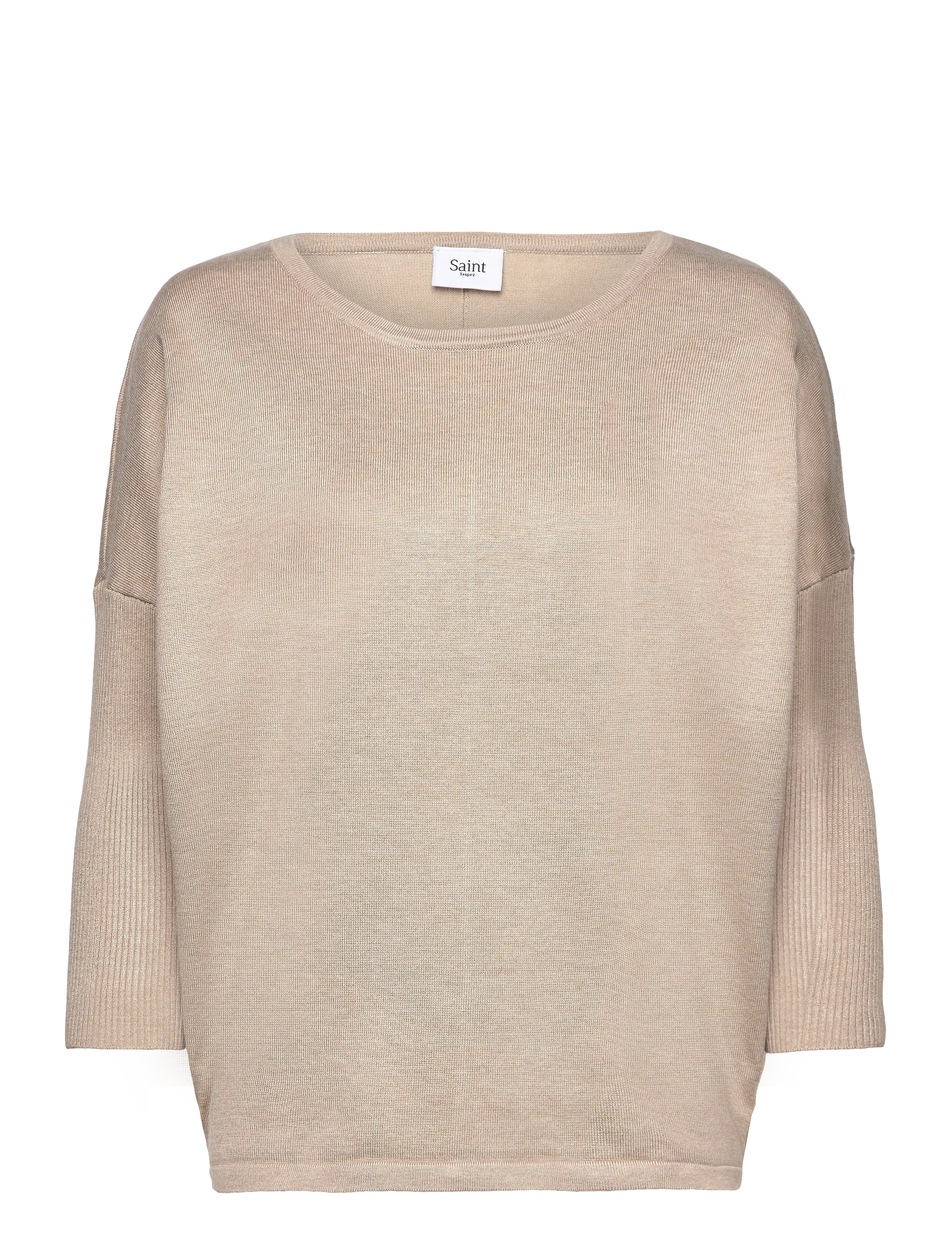 Saint Tropez MilaSZ R-Neck Pullover - Plaza Taupe Melange