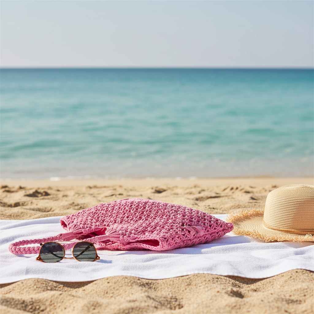 Summer lifestyle image with pink bag