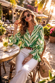 Sorbet SBIRINA Tie-Dye Print Blouse - Green